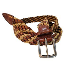Vtg Crookhorn Davis Mens Braided Leather & Cotton Cord Belt Size 40 Handmade USA